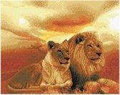 Diamond Painting Crystal Art Kit ® Lions of the Savanna, 40x50 cm, full painting