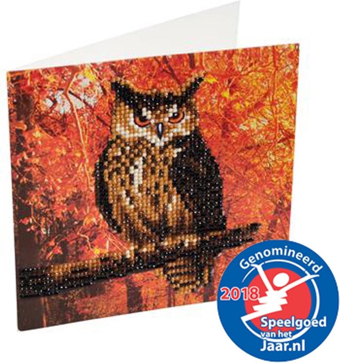 Diamond Painting Crystal Card Kit® Herfst Uil - 18x18 cm — afbeelding 4