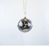Set de 3 boules de Noël: bronze / marron / paillettes: Ø 7 cm: verre