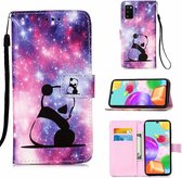 gsm Hoesje Samsung Galaxy A91 / S10Lite- flip book case cover panda (zittend) met koord en ruimte voor pasjes en print - Samsung A91 / S10Lite hoesje - Hoesje met leuk printje - Pa