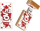 I love you hout rechthoek usb stick 64gb model 1016 – Valentijnsdag cadeau, Liefde cadeau, ik hou van jou, valentijn cadeautje,