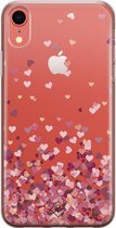 iPhone XR transparant hoesje - Falling hearts | Apple iPhone XR case | TPU backcover transparant