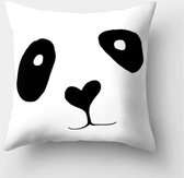 Dieren kussenhoes panda - Pandabeer - cartoon style - Black and White - Sierkussen - 45x45 cm