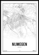 Stadsposter Nijmegen - 50x70cm - Stadskaart - Plattegrond - City Map - WALLLL
