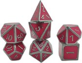 Glow in the Dark | Rood | Dungeons and Dragons D&D Premium Dice |Incl Bewaarzakje| Set van 7 | DnD | Metalen Dobbelstenen met Pouch | High Quality