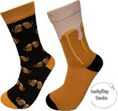 Verjaardag cadeautje voor hem en haar - Bierglas Mismatch - Bier sokken - Leuke sokken - Vrolijke sokken - Luckyday Socks - Sokken met tekst - Aparte Sokken - Socks waar je Happy van wordt - Maat 36-41