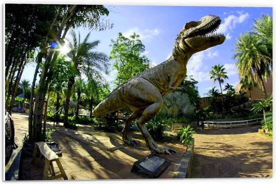 Forex - Dinosaurus in Park - 60x40cm Foto op Forex
