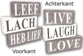 Woodart - Leef, Lach, Heb Lief | Live, Laugh, Love - 3 blokken - 2 zijden tekst