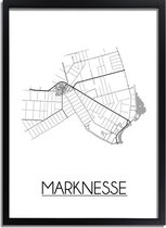 Marknesse Plattegrond poster A2 + fotolijst zwart (42x59,4cm) - DesignClaud