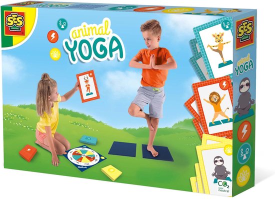 SES - Animal yoga - Yoga voor kinderen - inclusief yoga matjes, spinner bord en  27 kinderyoga kaarten