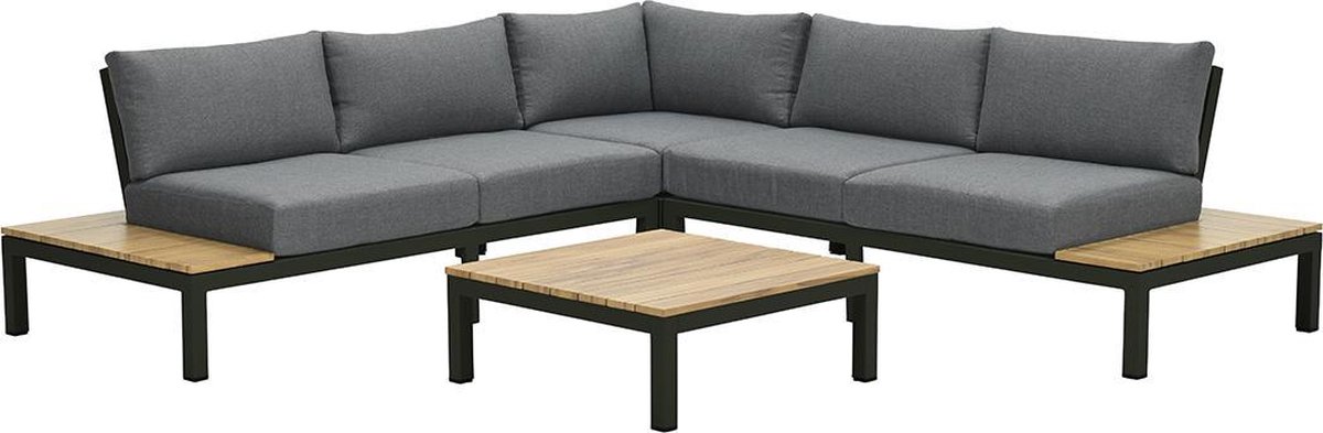 Tuin lounge set met teak uitstraling, carbon zwart/mystiek grijs - Garden Impressions.