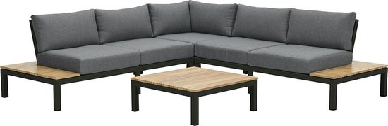 Garden Impressions Antoinette lounge set 4-delig - teak look - carbon black/ mystic grey