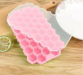JU&MP Honeycomb IJsblokjesvorm - IJsblokjes - IJsblokjesvorm met Deksel - Roze