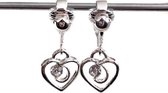 MNQ bijoux - clipoorbellen - kind - hartje met 1 glitter - clear - hangoorbellen