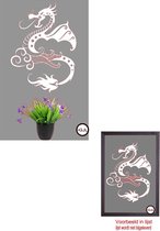 Muursticker - raamsticker Chinese draak - dragon - dier - dieren - draken - beesten - kleur wit