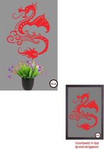 Muursticker - raamsticker Chinese draak - dragon - dier - dieren - draken - beesten - kleur rood