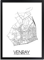 Venray Plattegrond poster A2 + fotolijst zwart (42x59,4cm) - DesignClaud