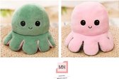 Octopus knuffel mood – Groen roze - Octopus knuffel omkeerbaar – Reversible octopus knuffel – Mood knuffel – Inktvis knuffel
