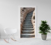 Deurposter - Luxe deursticker Oude stenen trap - 201,5 x 93 cm