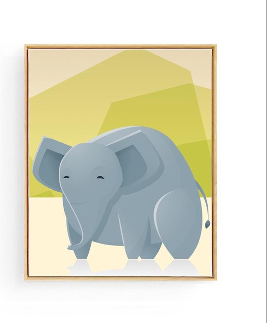 Poster Safari Dikke Olifant - 50x40cm - Dieren - Baby / Kinderkamer - Muurdecoratie - Postercity