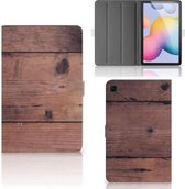 Tablethoesje met Naam Samsung Galaxy Tab S6 Lite | Tab S6 Lite 2022 Tablet Hoes met Standaard Old Wood