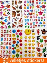 Stickers 50 Vellen voor Kinderen - Beloningsstickers 3D Foam Dieren Smilies Letters