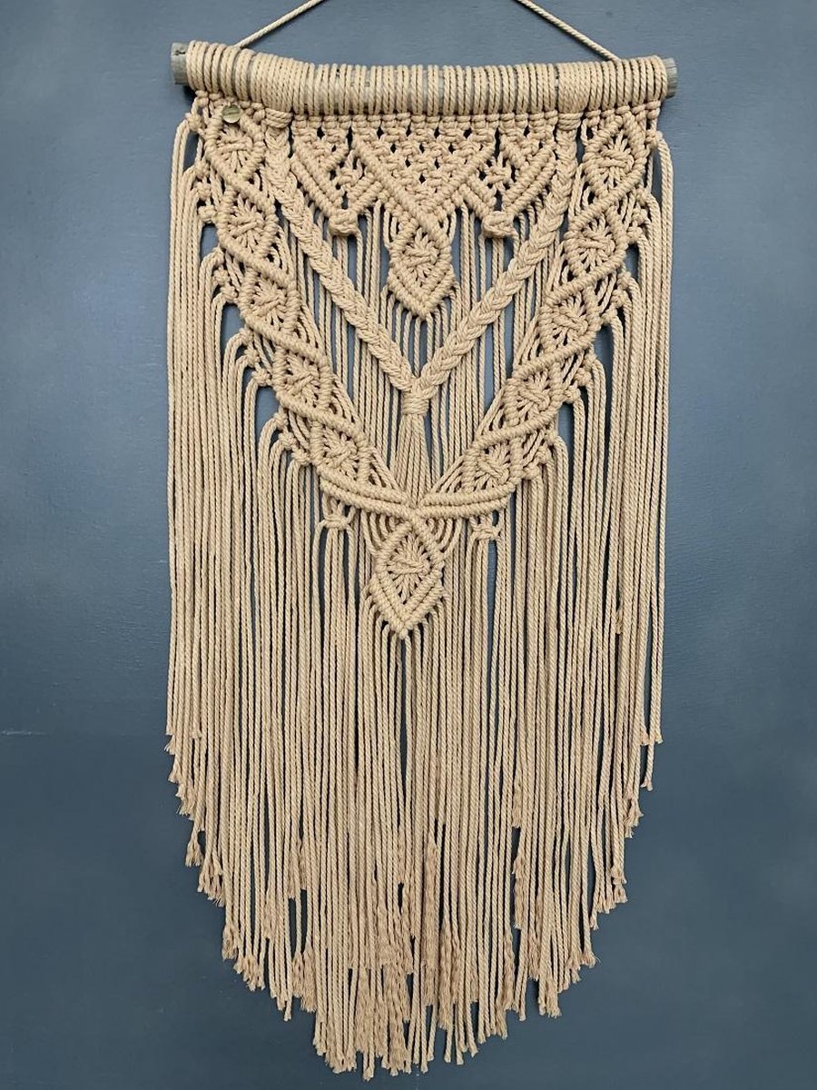 Macrame muur opknoping , home décor, bukuri wand decoratie - 193 - beige