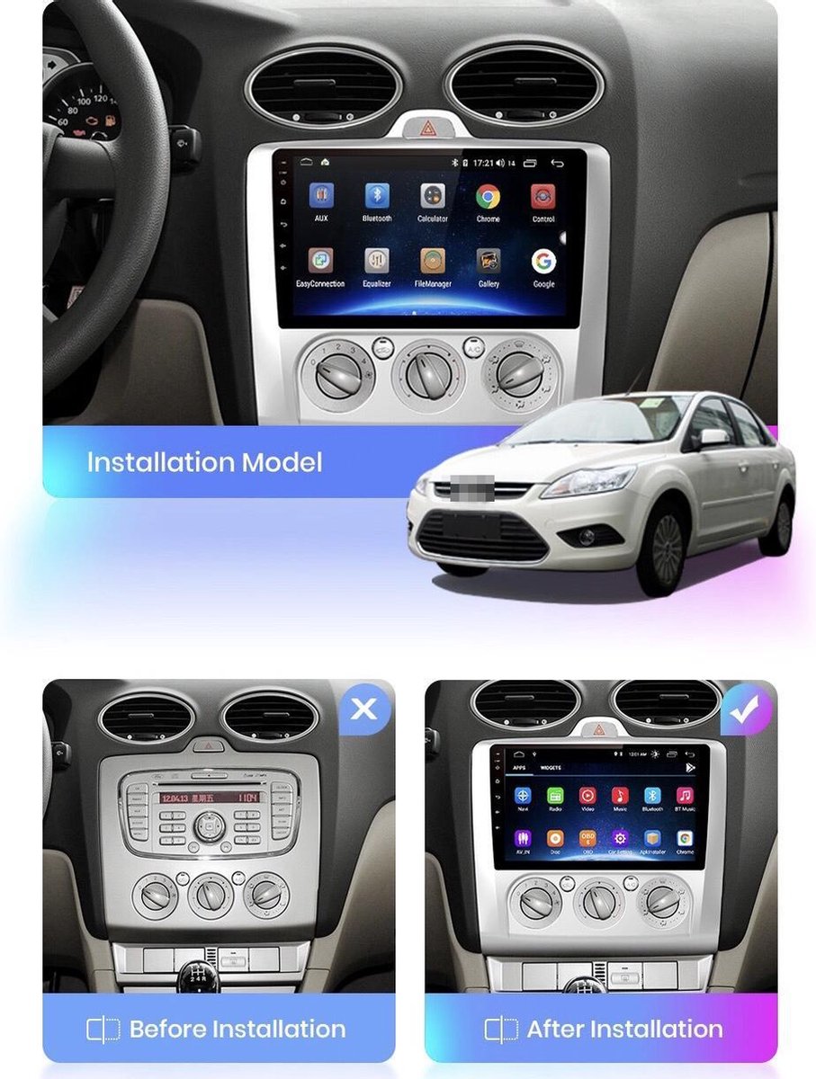 Ford Focus 2004-2011 Android 10 navigatie en multimediasysteem 4+64GB - Merkloos