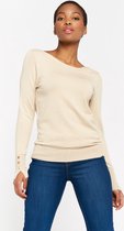 LOLALIZA Basic trui met ronde hals - Beige - Maat M