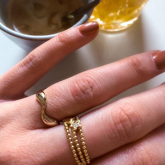 Bague étoile - Dorée - Étoiles - Diamants - Ajustable - Taille unique