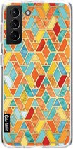 Casetastic Samsung Galaxy S21 Plus 4G/5G Hoesje - Softcover Hoesje met Design - Geometric Tile Pattern Print