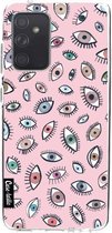 Casetastic Samsung Galaxy A52 (2021) 5G / Galaxy A52 (2021) 4G Hoesje - Softcover Hoesje met Design - Eyes Pink Print