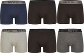 Phil & Co 6-Pack Boxershorts Heren Basic Blauw/Zwart/Antraciet - M