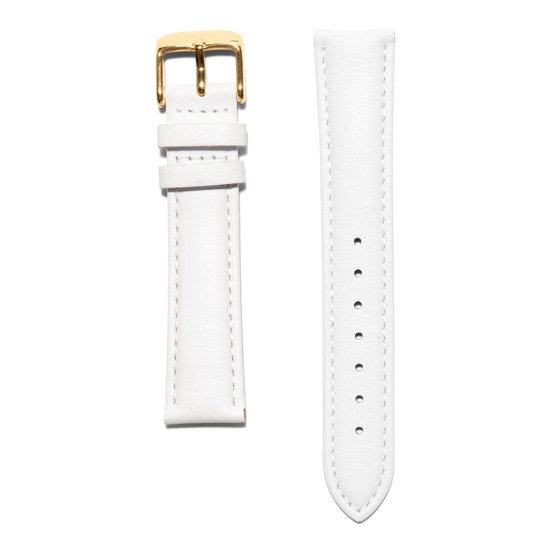 KRAEK Or Wit - Bracelet en cuir - Bracelet de montre - Bracelet de 16 mm - Avec poussoir - Cuir véritable