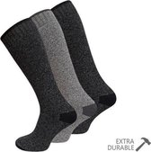 Socke - 1 x 3 Pack - Heren Kniekousen Dames Mouline Kniekousen - Hoge Sokken - Zachte Badstofzool - Kleuren Grijs Donkergrijs Maat 39/42 - 3-Paar