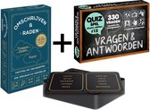 Cadeau pocketformaat combideal: Vragen & Antwoorden #12 - Trivia Quiz en Aanvulset / Uitbreiding (330 VRAGEN !) + Omschrijven & Raden #1 - Partyspel geschikt voor grote groepen (10