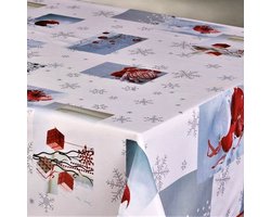 Kerst tafelkleed Sneeuwvlokken 145 x 240 cm - Tafellaken Polyester - Vocht- en vuilafstote