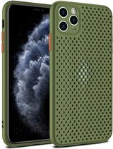 DrPhone MESH iOS Smartphone 12 Pro Max Ultradunne Siliconen TPU Hoesje - Ademend & Schokbestendige Case – Army Green