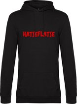 Hoodie met opdruk “Hatseflatse” - Zwarte hoodie met rode opdruk – Trui met Hatseflats - Goede pasvorm, fijn draag comfort
