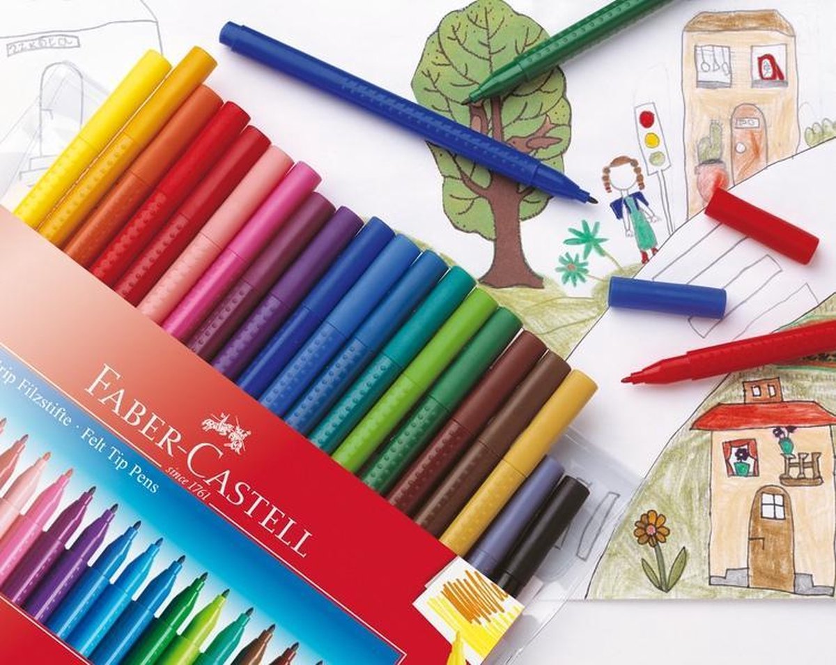 Faber-Castell viltstiften - Grip Colour - etui 20 stuks - FC-155320 — cadeau in Spellen & Speelgoed - foto 4