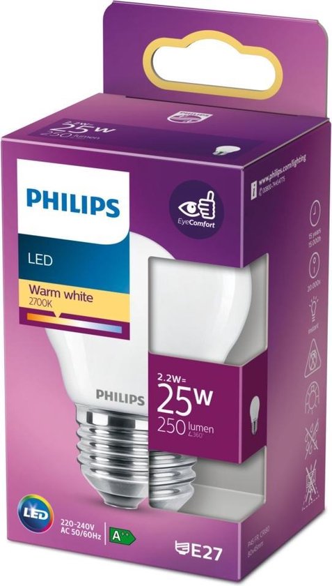 Philips Lighting LED (monochrome) EEC A++ (A++ - E) E27 Droplet W = W Warm white (Ø L) 4.5 pc(s)
