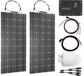 Set Flexibel Zonnepaneel 200WP Caravan, Camper, Boot, Tent of Tuinhuisje – Renogy the Wanderer 30A laadregelaar - Zonnepaneel Compleet Pakket - Kabel met connectoren - Dakdoorvoer - Plug-Play set schematische tekening en handleiding-Monokristallijn