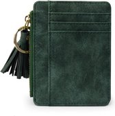 Mini portefeuilles en cuir portefeuille porte-cartes avec fermeture éclair femme vert