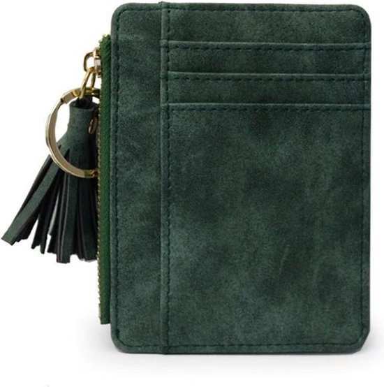Leren mini portefeuilles portemonnee pasjeshouder met rits vrouwen groen