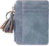 Mini portefeuilles en cuir portefeuille porte-cartes avec fermeture éclair femme bleu