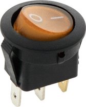 Schakelaar - geel - 250 volt - 6A - verlicht rond - 3 pins