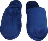 Model laag pantoffels velvet look - Donkerblauw - Maat 40 / 41 - Pantoffels heren – Pantoffels jongens - Warme pantoffels - Sloffen - Sloffen heren – Sloffen jongens - Winter - Ker