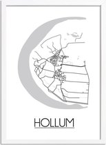Hollum Plattegrond poster A3 + fotolijst wit (29,7x42cm) - DesignClaud