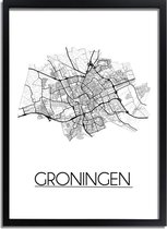 Groningen detail Plattegrond poster A2 + fotolijst zwart (42x59,4cm) - DesignClaud