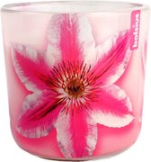 Bolsius geurkaars in glas met bloemetjes motief - Roze - Ø 8 x h 8 cm